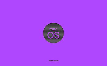 MacOS purple logo, , minimalist, purple background, mac, OS, macOS logo, macOS emblem HD wallpaper
