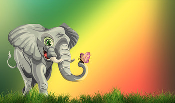 Grass, Art, Butterfly, Nice, Sweetheart, Elephant HD wallpaper