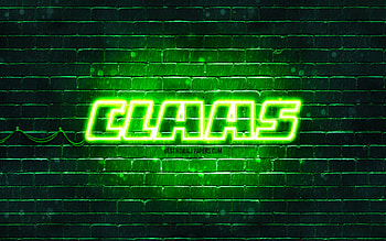 Claas green logo, , green brickwall, Claas logo, brands, Claas neon logo, Claas HD wallpaper