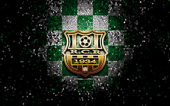 RC Relizane, glitter logo, Algerian Ligue Professionnelle 1, green white checkered background, soccer, Algerian football club, RC Relizane logo, mosaic art, football, RC Relizane FC HD wallpaper