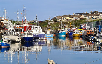 Harbor in Wicklow, Ireland, ships, water, houses, harbor, Ireland HD wallpaper