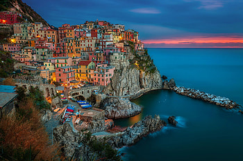 Italy, , Manarola, Sunset, Towns HD wallpaper