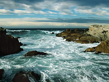 Foaming Water, sky, water, ocean, rock HD wallpaper