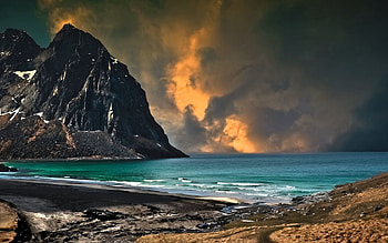 Nature, Mountains, Sea, Shore, Bank, Color, Colors, Mainly Cloudy, Overcast HD wallpaper