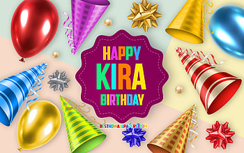 Happy Birtay Kira, , Birtay Balloon Background, Kira, creative art, Happy Kira birtay, silk bows, Kira Birtay, Birtay Party Background HD wallpaper