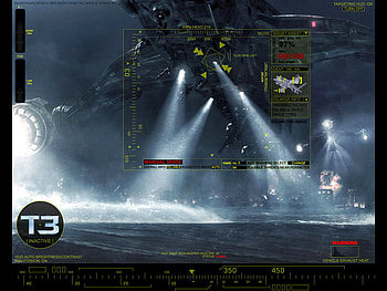 terminator, explosion, firing, targeting, water, search lights, hunter killers HD wallpaper