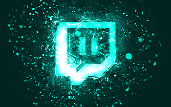 Twitch turquoise logo, , turquoise neon lights, creative, turquoise abstract background, Twitch logo, social network, Twitch HD wallpaper