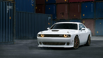 White Dodge Challenger, white car, 2021 HD wallpaper