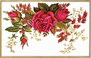 Victorian Calling Card ~ Red Roses, Roses, Vintage, Bouquet, Victorian, Card HD wallpaper