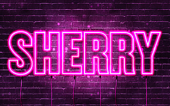 Happy Birtay Sherry, , pink neon lights, Sherry name, creative, Sherry Happy Birtay, Sherry Birtay, popular french female names, with Sherry name, Sherry HD wallpaper