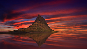 Kirkjufell Mountain Abenrot Sunset Dusk, mountains, sunset, nature, dusk HD wallpaper
