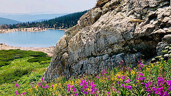 St. Mary's Glacier, Colorado, s, landscape, trees, flowers, sky, mountains, water, usa HD wallpaper