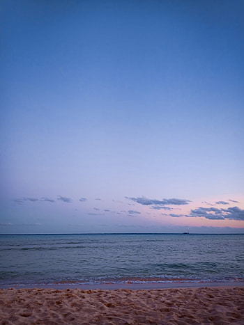 Playa, atardecer, cielo, mar HD phone wallpaper