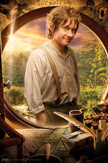 Bilbo Baggins portrait mural, The Hobbit, Unexpected Journey, Memorable character HD phone wallpaper