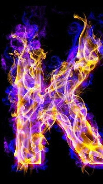 K Letter, Neon Fire HD phone wallpaper