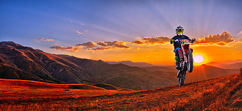 Sunset, Mountains, Motorcycles, Motorcyclist, Motorcycle, Off-Road, Impassability, Cross HD wallpaper