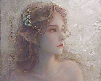Elf princess, frumusete, fantasy, gorgeous, face, luminos, tang maohua, girl, elf, superb HD wallpaper