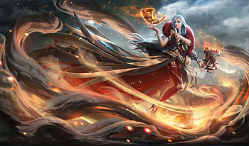 Goddess, frumusete, cloud d, fantasy, luminos, girl, fire HD wallpaper