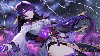 Raiden Shogun, baal, anime, raiden, game, genshin, girl, manga HD wallpaper