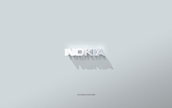 Nokia logo, white background, Nokia 3d logo, 3d art, Nokia, 3d Nokia emblem HD wallpaper