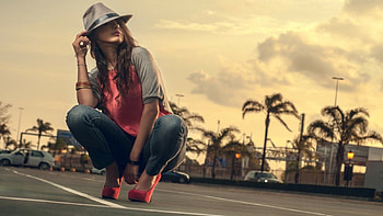 Brunettes Sunset Angeles, Woman, Girls, Female, Brunettes HD wallpaper