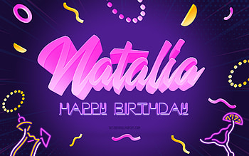 Happy Birtay Natalia, , Purple Party Background, Natalia, creative art, Happy Natalia birtay, Natalia name, Natalia Birtay, Birtay Party Background HD wallpaper