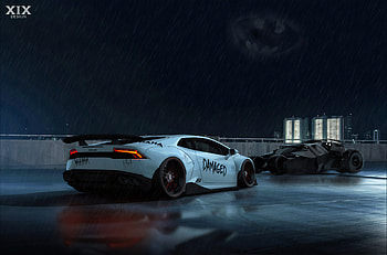 Joker Lamborghini And Batmobile, lamborghini, batmobile, superheroes, cars HD wallpaper