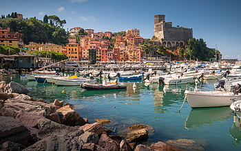 Lerici, summer, bay, Italian Riviera, Lerici panorama, Lerici cityscape, Ligurian Sea, La Spezia, Liguria, Italy HD wallpaper