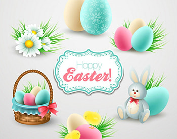 Happy Easter, basket, flowers, Easter, eggs HD wallpaper