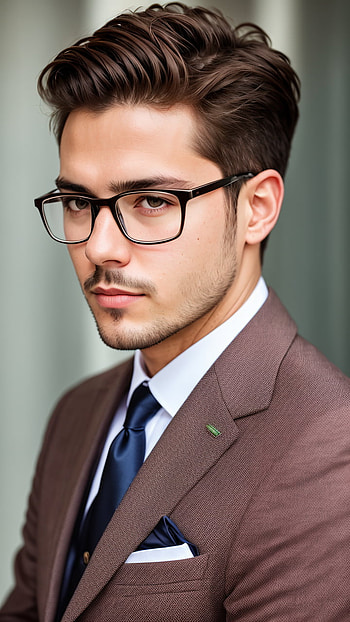 Portrait of a handsome guy with glasses, AI Art, tie, suit, man, glasses HD phone wallpaper