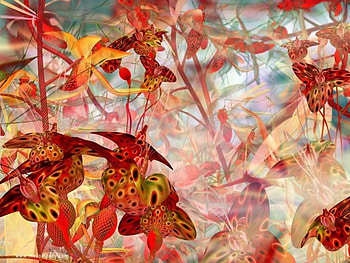 Misty Flowers, flowers, digital, misty, 3d HD wallpaper