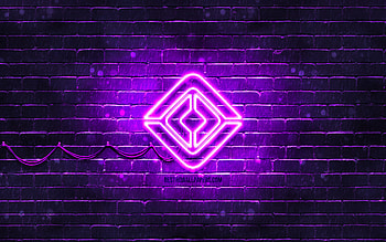 Rivian violet logo, , violet brickwall, Rivian logo, cars brands, Rivian neon logo, Rivian HD wallpaper