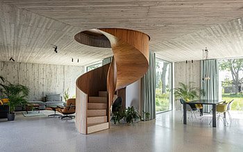 wooden spiral staircase, stylish interior design, stylish staircase, wooden ceiling, modern interior design, idea for a spiral staircase HD wallpaper