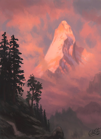 Landscape, Trees, Art, Mountain, Vertex, Top HD phone wallpaper