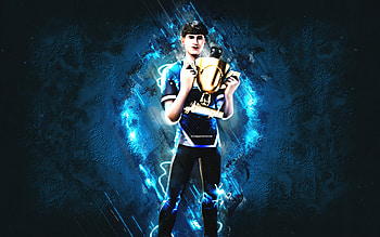 Fortnite Elite Bugha Skin, Fortnite, main characters, blue stone background, Elite Bugha, Fortnite skins, Elite Bugha Skin, Elite Bugha Fortnite, Fortnite characters HD wallpaper