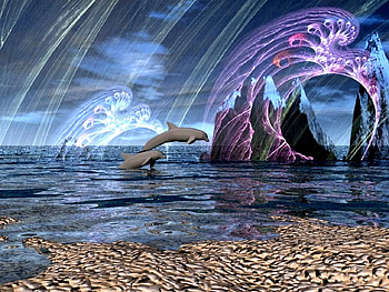 DOLPHIN BAY, bay, sky, dolphin, ocean HD wallpaper