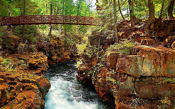 Landscape, Nature, Trees, Stones, Bridge, River HD wallpaper