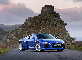 2018 Audi R8 v10, blue car, front HD wallpaper