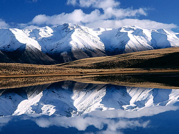 Winter, Nature, Mountains, Lake, Reflection, Lines, Relief, Mirror HD wallpaper