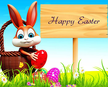 Happy Easter, bunny, words, Easter, eggs HD wallpaper