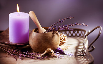 Lavender, Miscellanea, Miscellaneous, Cup, Candle, Aromatherapy, Mortar HD wallpaper