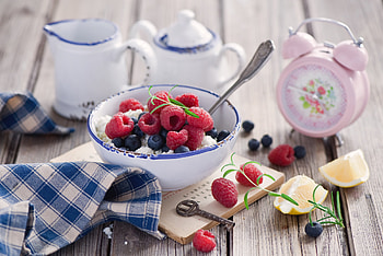Food, Raspberry, Berries, Lemon, Alarm Clock, Breakfast, Cottage Cheese, Curd HD wallpaper