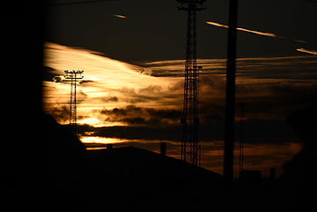 Sunset, Sky, Design, Construction HD wallpaper