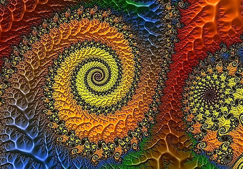 fractal, colors, spiral, yellow HD wallpaper