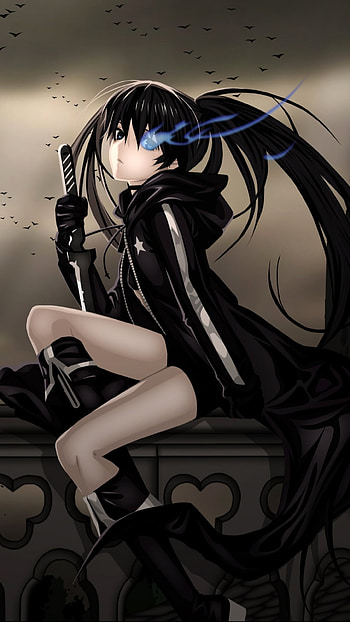 bird, crow, raven, blue eyes, Anime, Black Rock Shooter, Anime Bird HD phone wallpaper