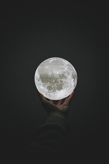 Moon, Dark, Hand, Ball, Glow, Sphere HD phone wallpaper
