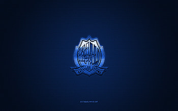 Kataller Toyama, Japanese football club, blue logo, blue carbon fiber background, J3 League, football, Toyama, Japan, Kataller Toyama logo HD wallpaper