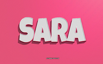 Sara, pink lines background, with names, Sara name, female names, Sara greeting card, line art, with Sara name HD wallpaper