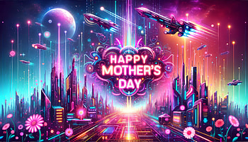 Vibrant Futuristic City Happy Mother's Day, Happy Mother's Day, futuristic city, neon lights, Digital Art HD wallpaper
