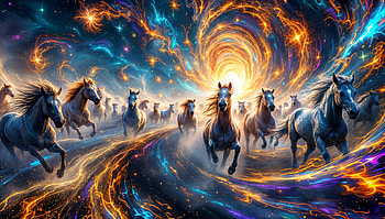 Galactic Stampede: A Stunning Ultra, Stampede, horse, galaxy, cosmic, fantasy HD wallpaper